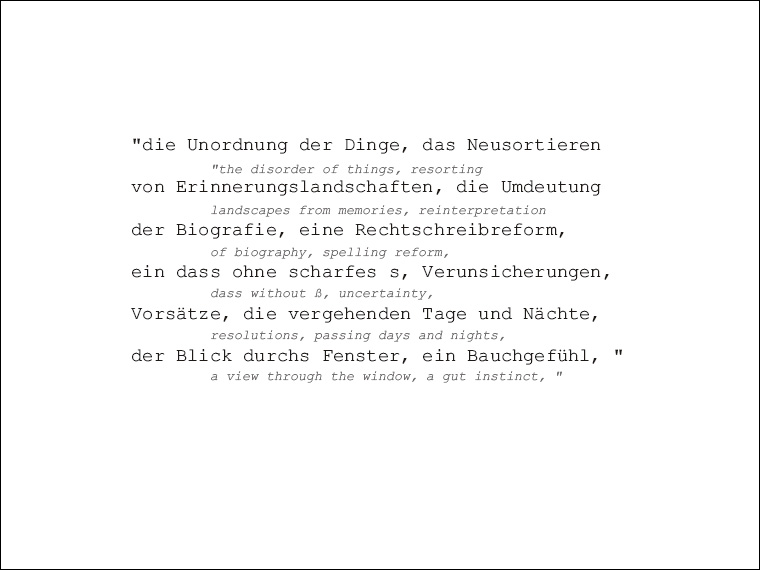 Nikolai Vogel: Große ungeordnete Aufzählung (Detail): 641 Mal 20 Sekunden